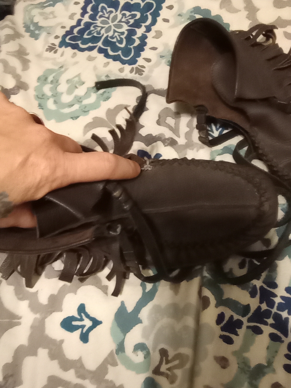 Free People Brown Fringe Moccasin Boots - Picture 3 of 4